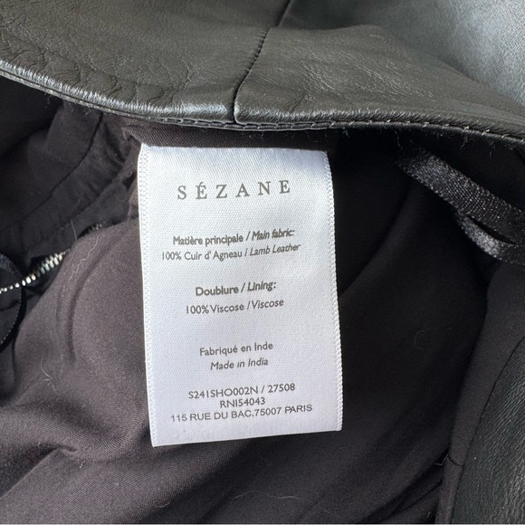 Sézane 100% Lamb Leather High Waist Shorts Black EU 34 US 2 Side Zip - Picture 5 of 5